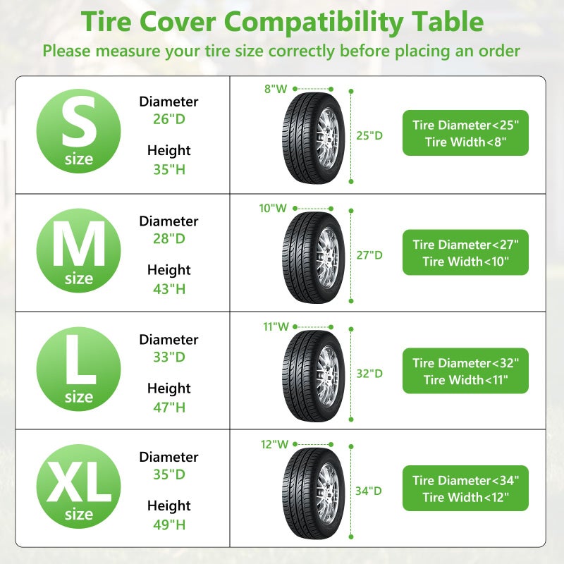 AKEfit Tire Cover, Heavy Duty Waterproof and Dustproof Tire Storage Bag for Trailer RV SUV Truck Tires with Zipper (Black,Holding 4 Tires Within 27 Inch Diameter) - Image 3
